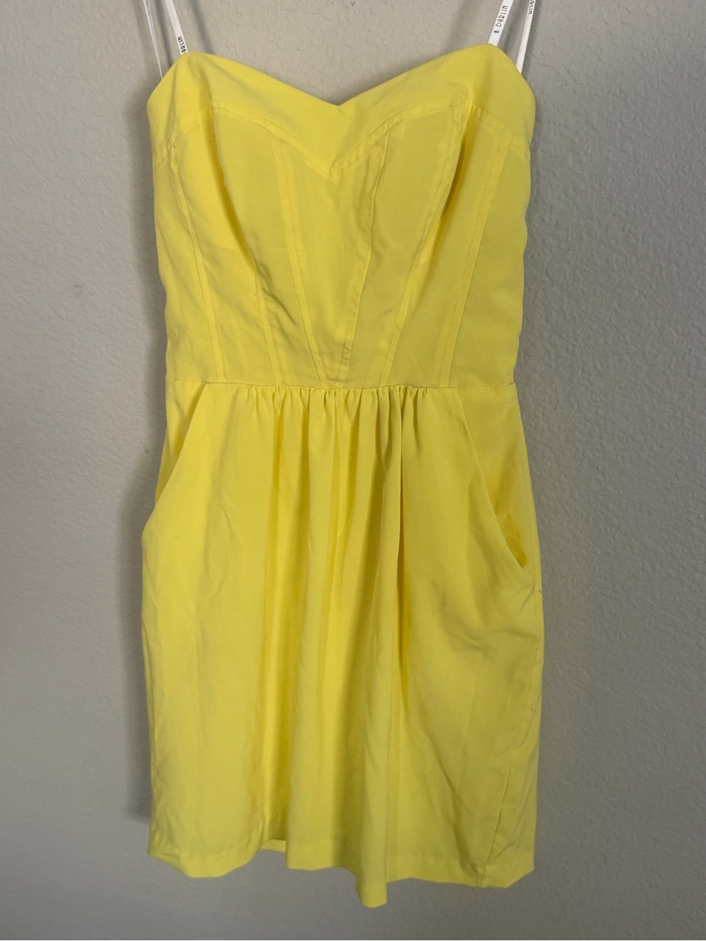 B. Darlin Yellow Strapless Sweetheart Dress 3/4
